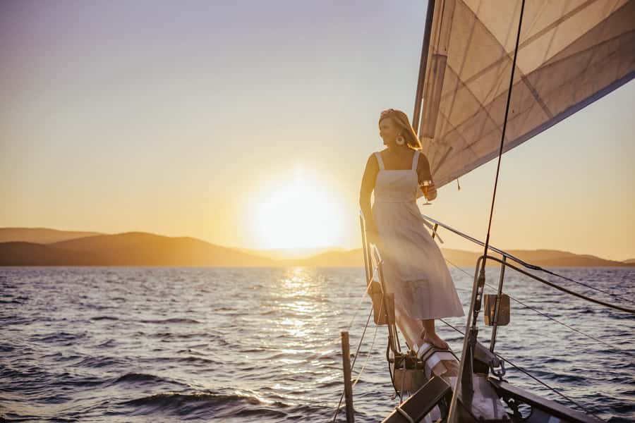 Airlie: Adults Only Sunset Sail with Aperol Spritz/Antipasto - Lady Enid Adults-Only Sunset Sailing: The Calm Version of Airlie Dusk