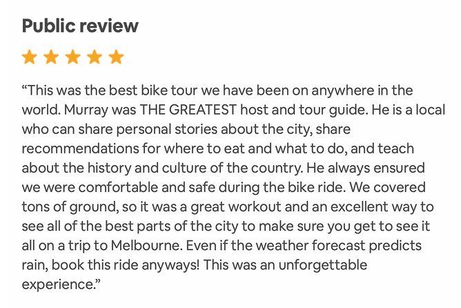Famous Melbourne City Bike Tour - Listening, Photo Stops, and Why Your Timing Matters