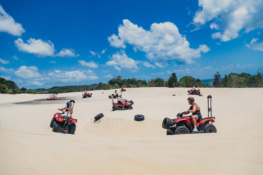 Moreton Island: Tangalooma ATV Quad Bike and Helicopter Tour - ATV, helicopter, and dolphin sunset, the whole Moreton Island arc