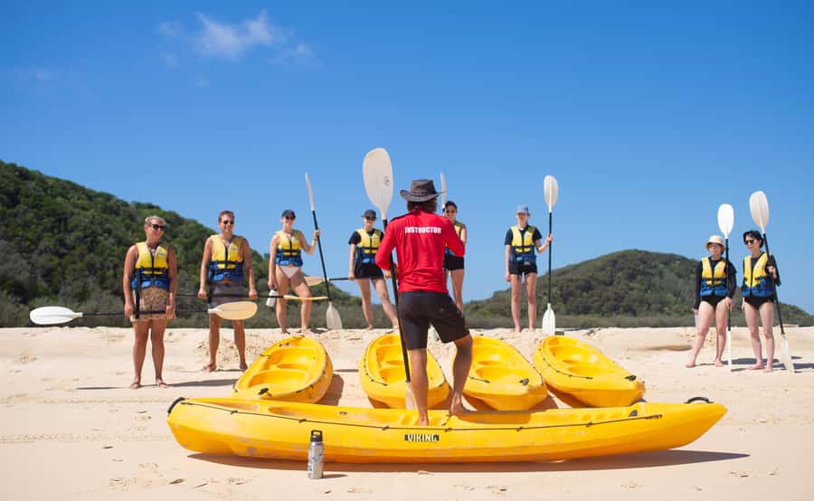 Noosa: Epic Ocean Kayak with Dolphins & 4WD Beach Adventure - 4WD North Shore route: Cooloola rainbow sands and big views