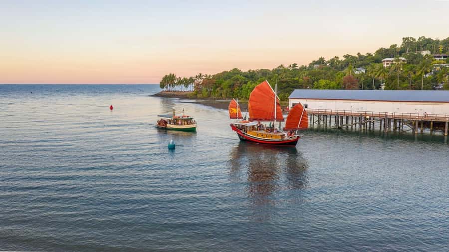 Port Douglas: Sunset Cruise on a Chinese Shaolin Junk Ship - The Shaolin junk ship experience: teak deck comfort and small-group feel