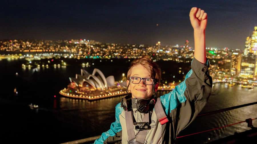 Sydney: BridgeClimb Sydney Harbour Summit Night - Entering the Harbour Summit after twilight