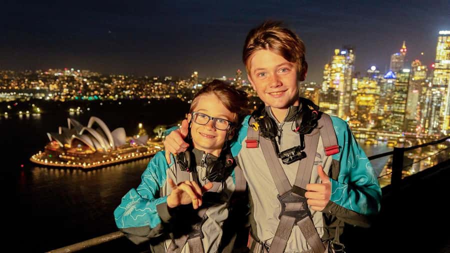 Sydney: BridgeClimb Sydney Harbour Summit Night - Reaching the summit: how the 360-degree views land at night