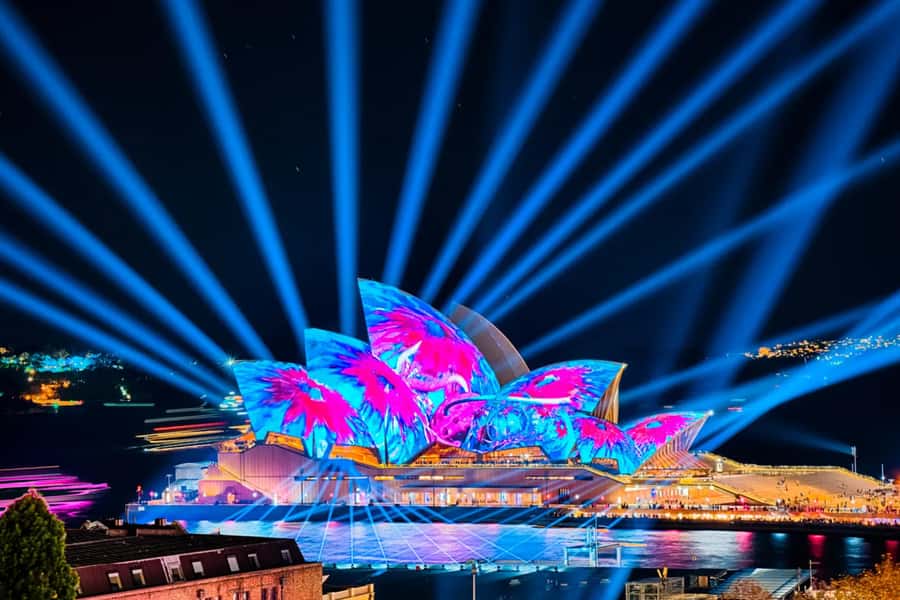 Sydney: Premium Catamaran Vivid Cruise with Welcome Drink - Premium Vivid Sydney value, without the huge-boat chaos